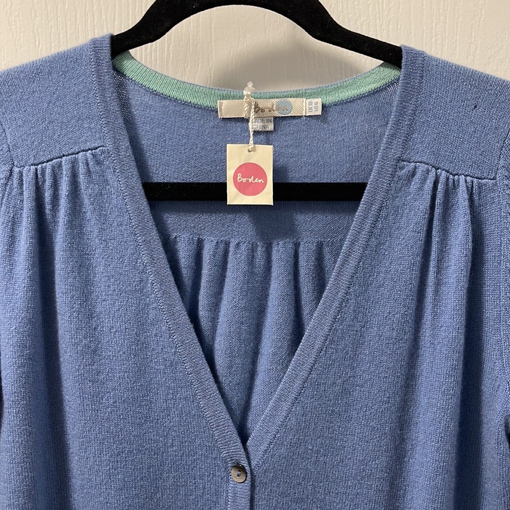 Blue cashmere cropped cardigan. Boden. EUC. - Picture 2 of 5